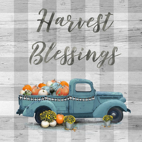 Harvest Truck I White Modern Wood Framed Art Print with Double Matting by Nan