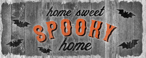 Home Sweet Spooky White Modern Wood Framed Art Print with Double Matting by Carpentieri, Natalie