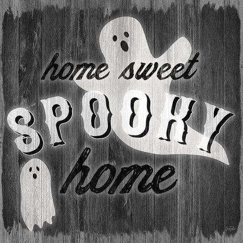 Spooky Ghost Black Modern Wood Framed Art Print by Carpentieri, Natalie