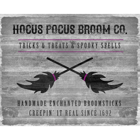 Hocus Pocus Broom Company Black Modern Wood Framed Art Print with Double Matting by Carpentieri, Natalie