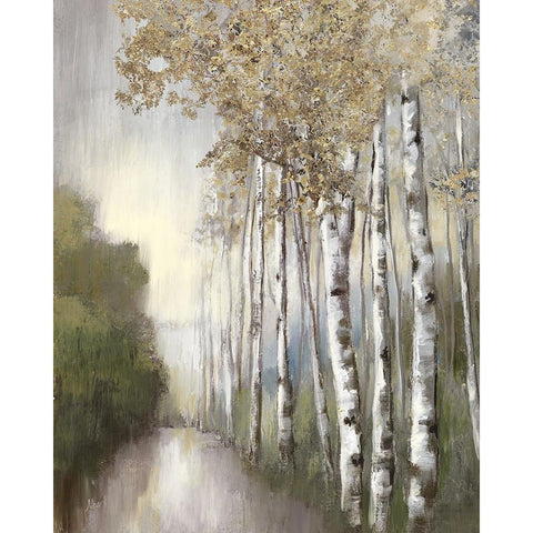 Woodland Walk Neutral White Modern Wood Framed Art Print by Nan