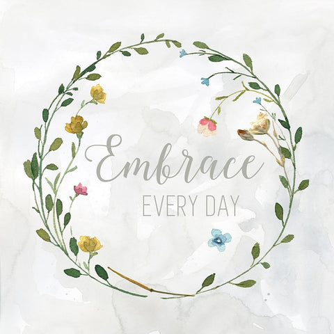 Embrace Everyday Pressed Wreath White Modern Wood Framed Art Print with Double Matting by Finn, Livi