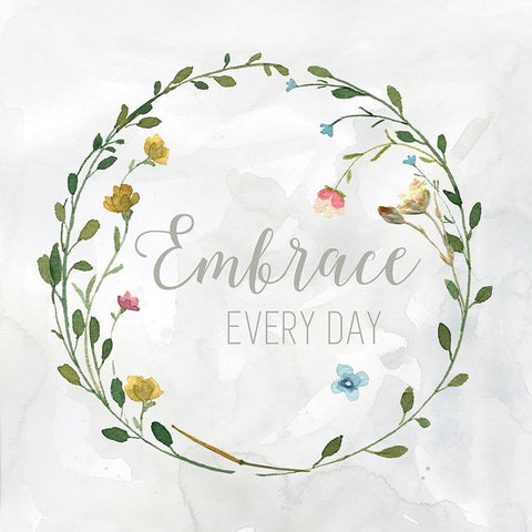 Embrace Everyday Pressed Wreath White Modern Wood Framed Art Print by Finn, Livi