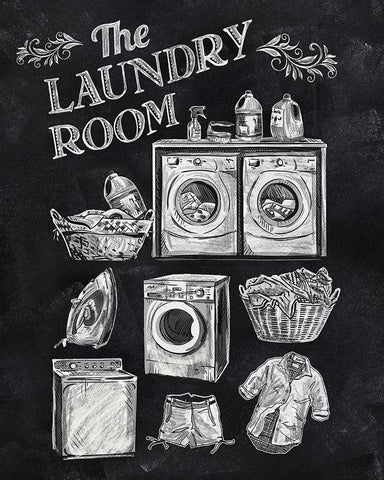Laundry Room White Modern Wood Framed Art Print with Double Matting by Knutsen, Conrad