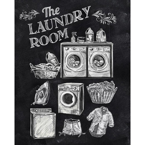Laundry Room Black Modern Wood Framed Art Print by Knutsen, Conrad