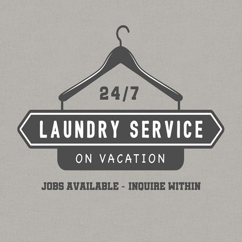 Laundry Service White Modern Wood Framed Art Print with Double Matting by CAD Designs