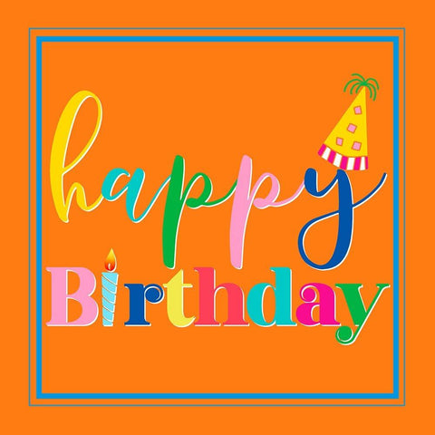 Happy Birthday Square Black Modern Wood Framed Art Print by CAD Designs