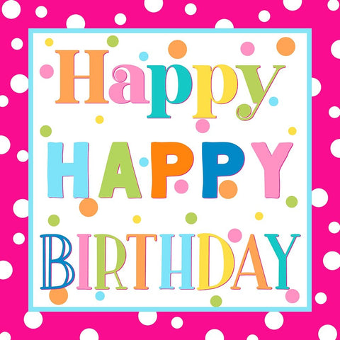 Happy Happy Birthday Black Ornate Wood Framed Art Print with Double Matting by CAD Designs