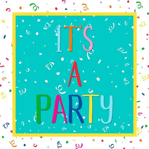 Its A Party Black Modern Wood Framed Art Print with Double Matting by CAD Designs