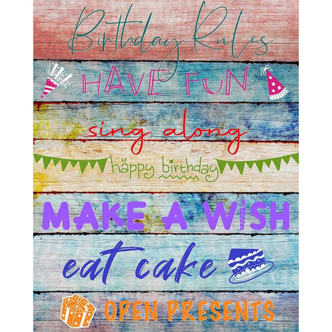 Birthday Rules White Modern Wood Framed Art Print by Knutsen, Conrad