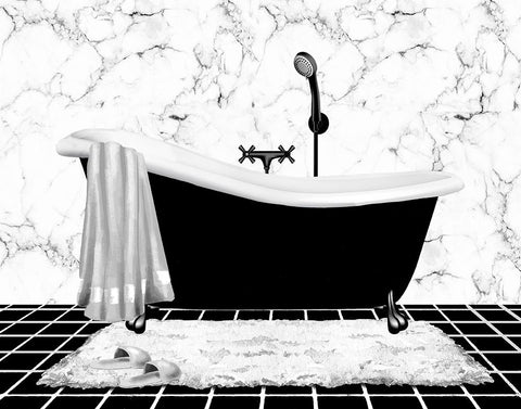 Modern Bath I Black Ornate Wood Framed Art Print with Double Matting by Knutsen, Conrad