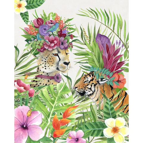 Jungle Royale I White Modern Wood Framed Art Print by Tava Studios