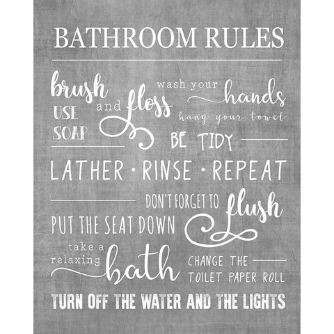 Neutral Bathroom Rules Gold Ornate Wood Framed Art Print with Double Matting by CAD Designs