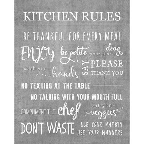 Neutral Kitchen Rules Black Modern Wood Framed Art Print by CAD Designs