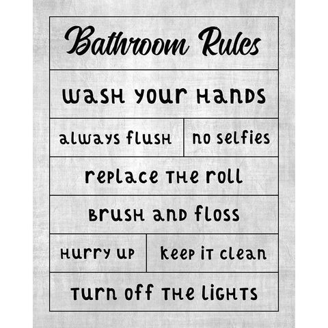 Simple Bathroom Rules Gold Ornate Wood Framed Art Print with Double Matting by CAD Designs