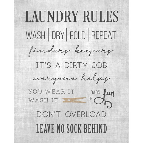 Neutral Laundry Rules Gold Ornate Wood Framed Art Print with Double Matting by CAD Designs