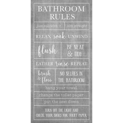 Rules of the Bathroom Gold Ornate Wood Framed Art Print with Double Matting by Carpentieri, Natalie