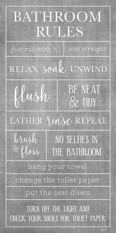 Rules of the Bathroom White Modern Wood Framed Art Print with Double Matting by Carpentieri, Natalie