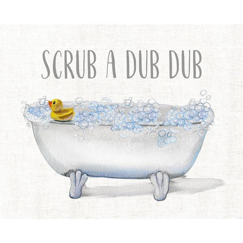 Scrub A Dub White Modern Wood Framed Art Print by Brooks, Donna