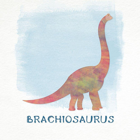 Brachiosaurus Gold Ornate Wood Framed Art Print with Double Matting by CAD Designs