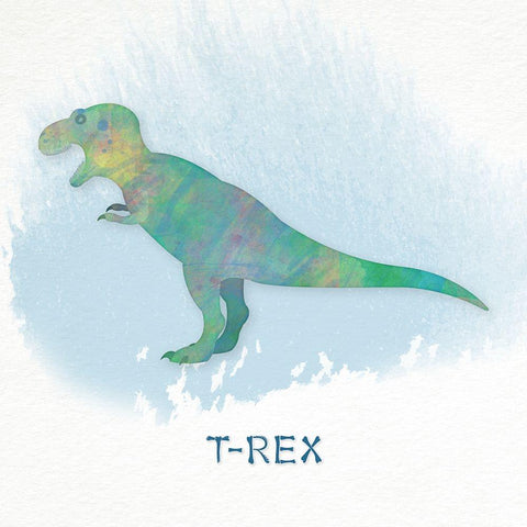 T-Rex Gold Ornate Wood Framed Art Print with Double Matting by CAD Designs