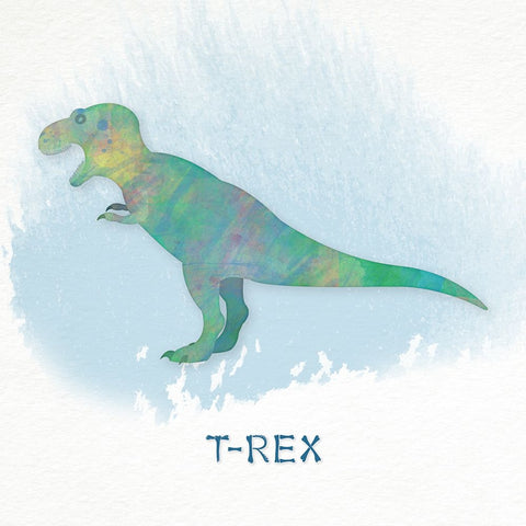 T-Rex White Modern Wood Framed Art Print with Double Matting by CAD Designs