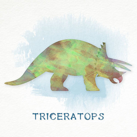 Triceratops Black Ornate Wood Framed Art Print with Double Matting by CAD Designs