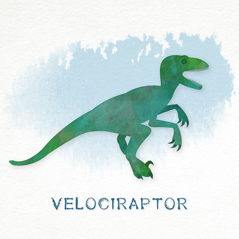 Velociraptor White Modern Wood Framed Art Print with Double Matting by CAD Designs