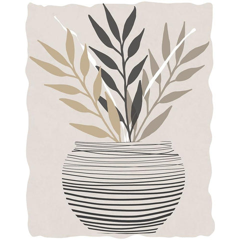 Palm Arrangement I Black Modern Wood Framed Art Print with Double Matting by Santiago, Daniela