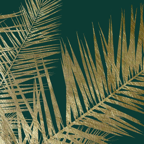 Emerald and Gold I Black Ornate Wood Framed Art Print with Double Matting by Craven, Katrina