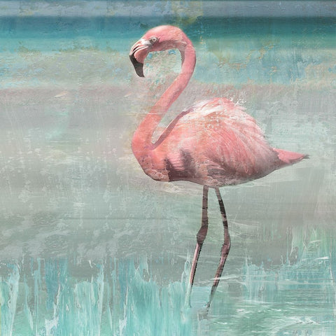 Flamingo Party II Black Ornate Wood Framed Art Print with Double Matting by Nan