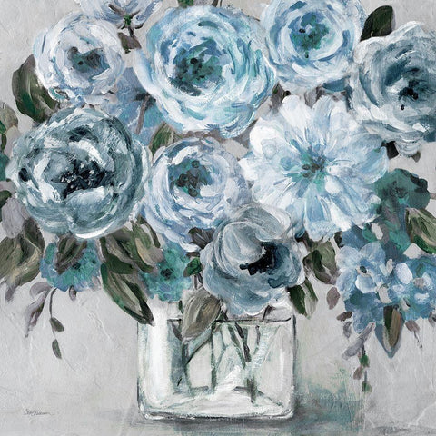 Painterly Blues Black Modern Wood Framed Art Print with Double Matting by Robinson, Carol