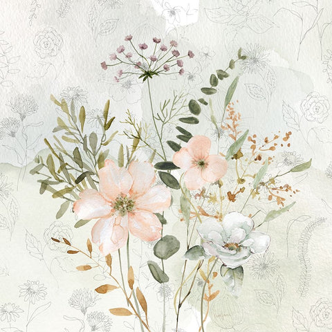 Botanical Sketchbook Floral I Black Ornate Wood Framed Art Print with Double Matting by Finn, Livi