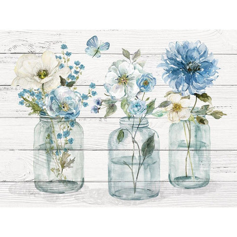 Bottled Blues Gold Ornate Wood Framed Art Print with Double Matting by Finn, Livi