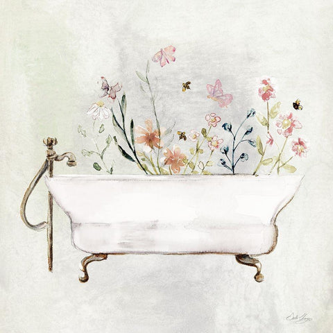 Botanical Bath II Gold Ornate Wood Framed Art Print with Double Matting by Chang, Stella