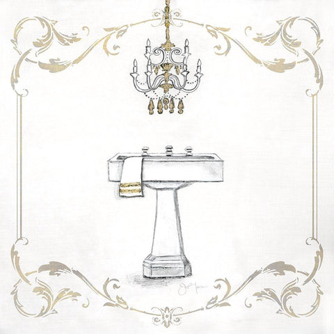 Fancy Sink White Modern Wood Framed Art Print by Tava Studios