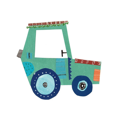 Tractor II White Modern Wood Framed Art Print with Double Matting by Pope, Katherine and Elizabeth