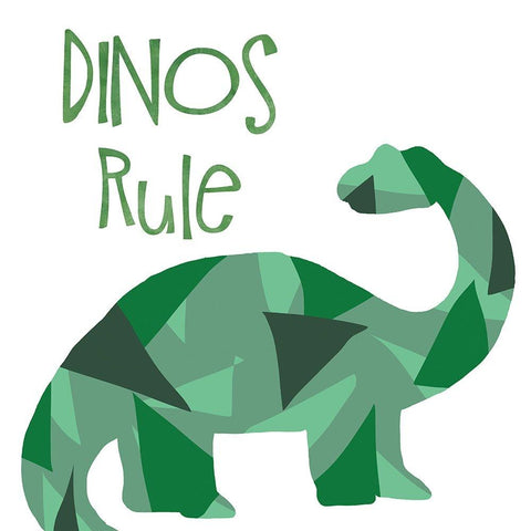 Dinos Rule White Modern Wood Framed Art Print by Santiago, Daniela