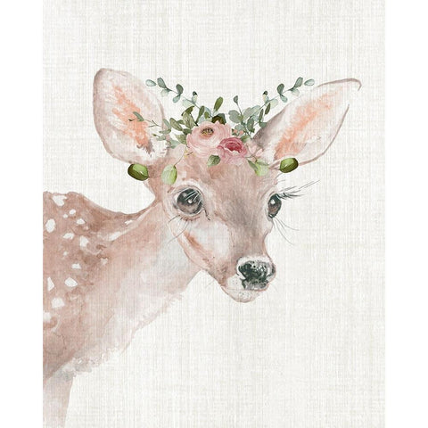 Dressy Fawn White Modern Wood Framed Art Print by Robinson, Carol
