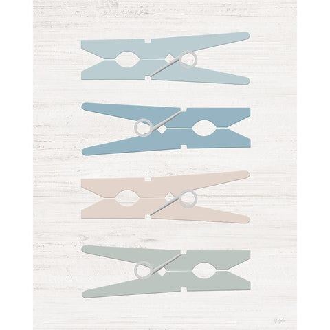 Laundry Pins White Modern Wood Framed Art Print by Carpentieri, Natalie