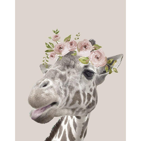 Peek A Boo Giraffe I White Modern Wood Framed Art Print by Nan