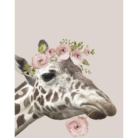 Peek A Boo Giraffe II Black Modern Wood Framed Art Print with Double Matting by Nan