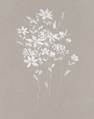 Delicate Botanicals II White Modern Wood Framed Art Print with Double Matting by Swatland, Sally