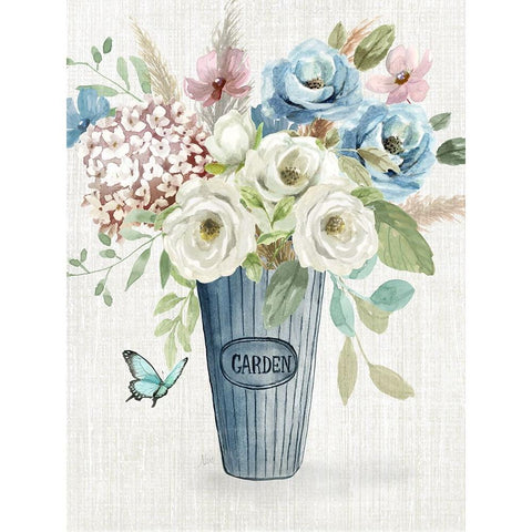 Garden Bouquet White Modern Wood Framed Art Print by Nan