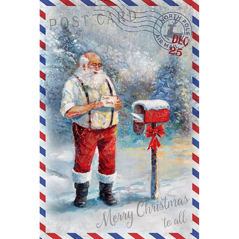 Postcard to Santa Gold Ornate Wood Framed Art Print with Double Matting by Manning, Ruane