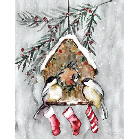 Winter Birds Black Modern Wood Framed Art Print by Chang, Stella