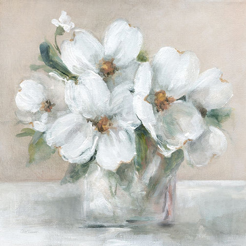 Blushing Blooms I Black Ornate Wood Framed Art Print with Double Matting by Robinson, Carol