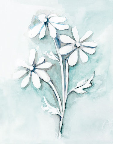 Bohemian Blue II White Modern Wood Framed Art Print with Double Matting by Chang, Stella