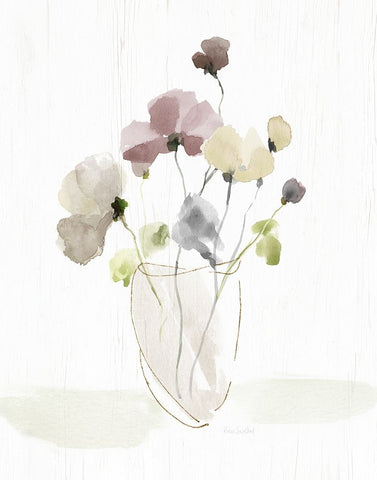 Choose Happy Bouquet I White Modern Wood Framed Art Print with Double Matting by Swatland, Katie
