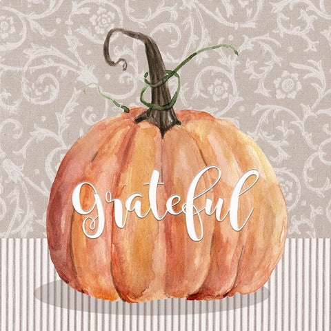 Grateful Pumpkin Black Ornate Wood Framed Art Print with Double Matting by Finn, Livi